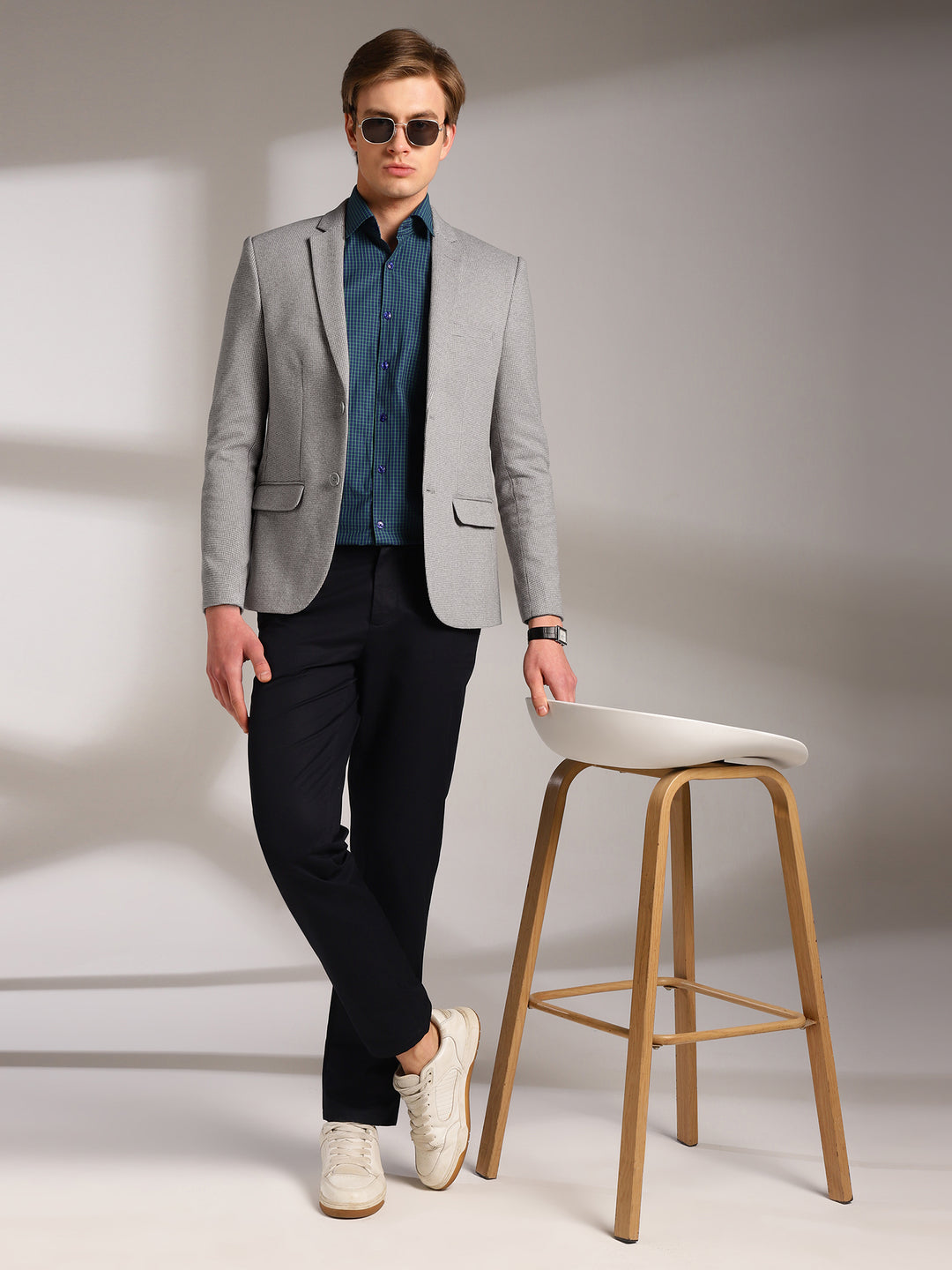 Men's Micro Houndstooth Wool-Texture Slim Fit Blazer