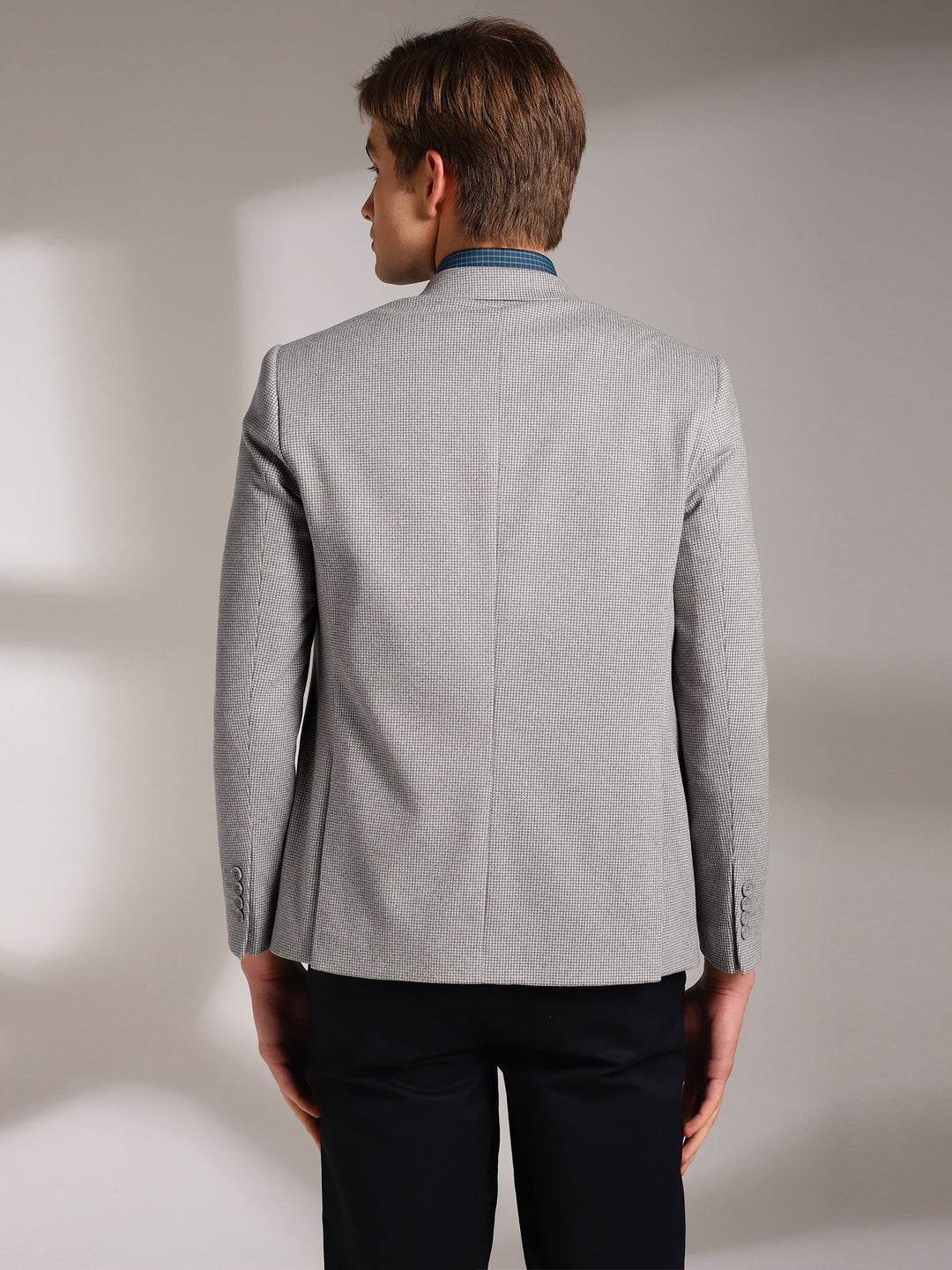 Men's Micro Houndstooth Wool-Texture Slim Fit Blazer