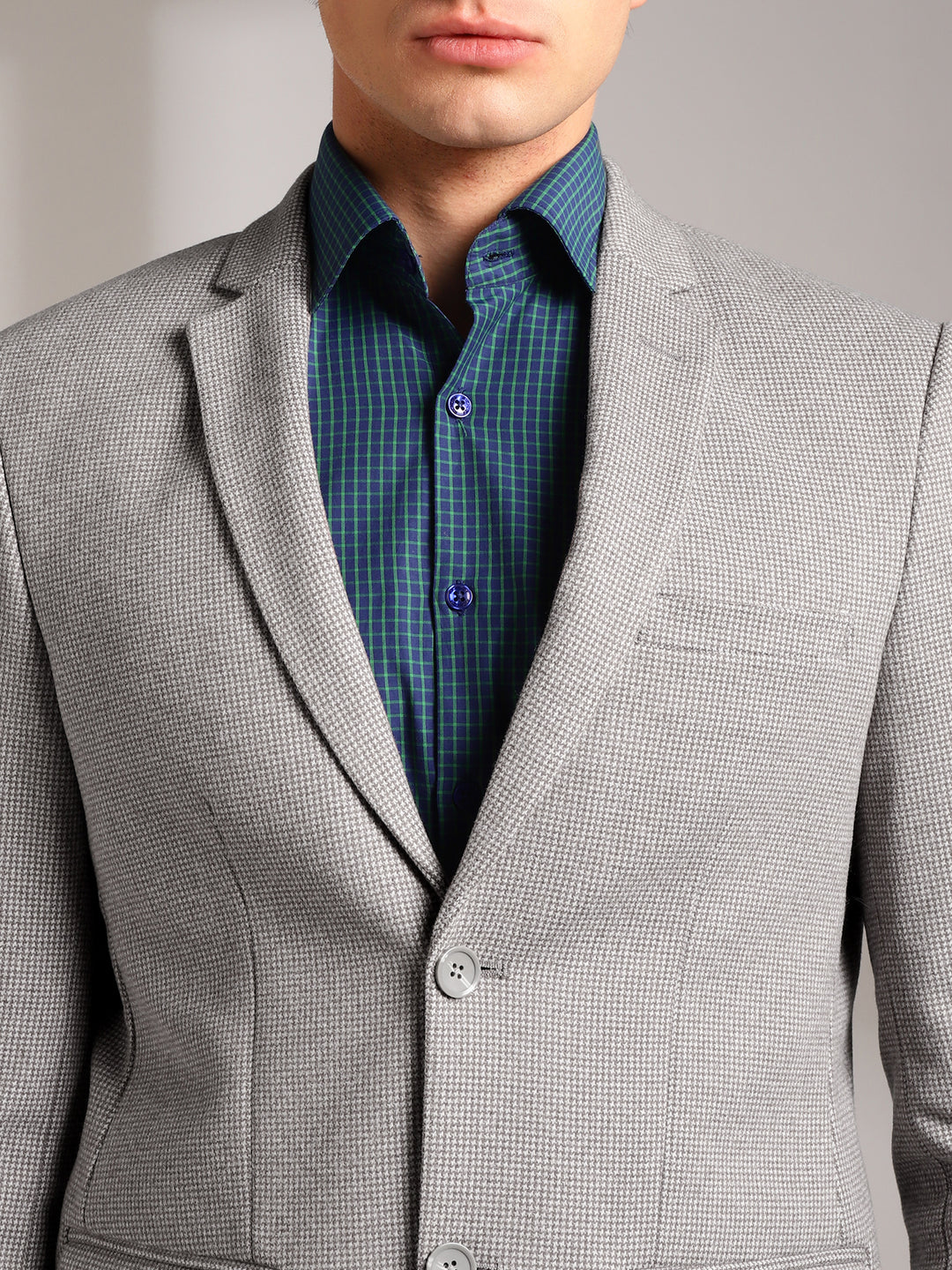 Men's Micro Houndstooth Wool-Texture Slim Fit Blazer