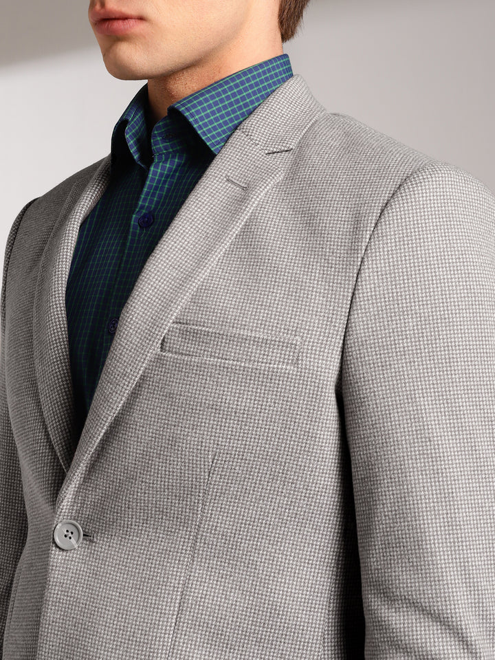 Men's Micro Houndstooth Wool-Texture Slim Fit Blazer