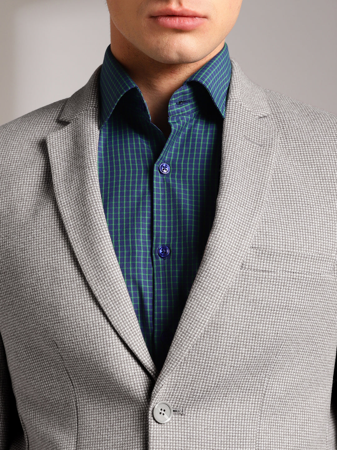 Men's Micro Houndstooth Wool-Texture Slim Fit Blazer