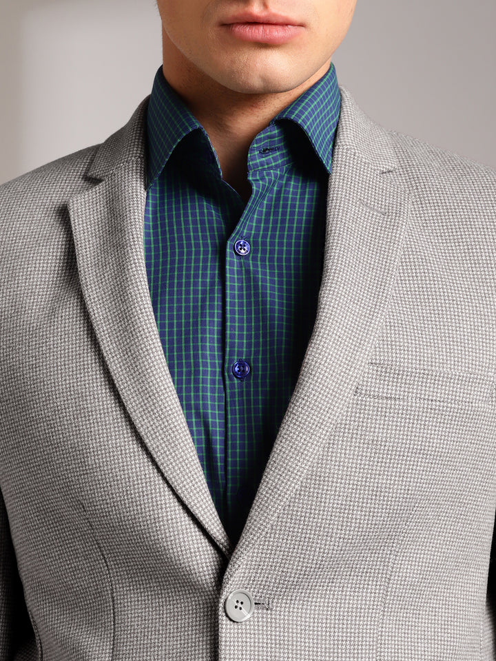 Men's Micro Houndstooth Wool-Texture Slim Fit Blazer