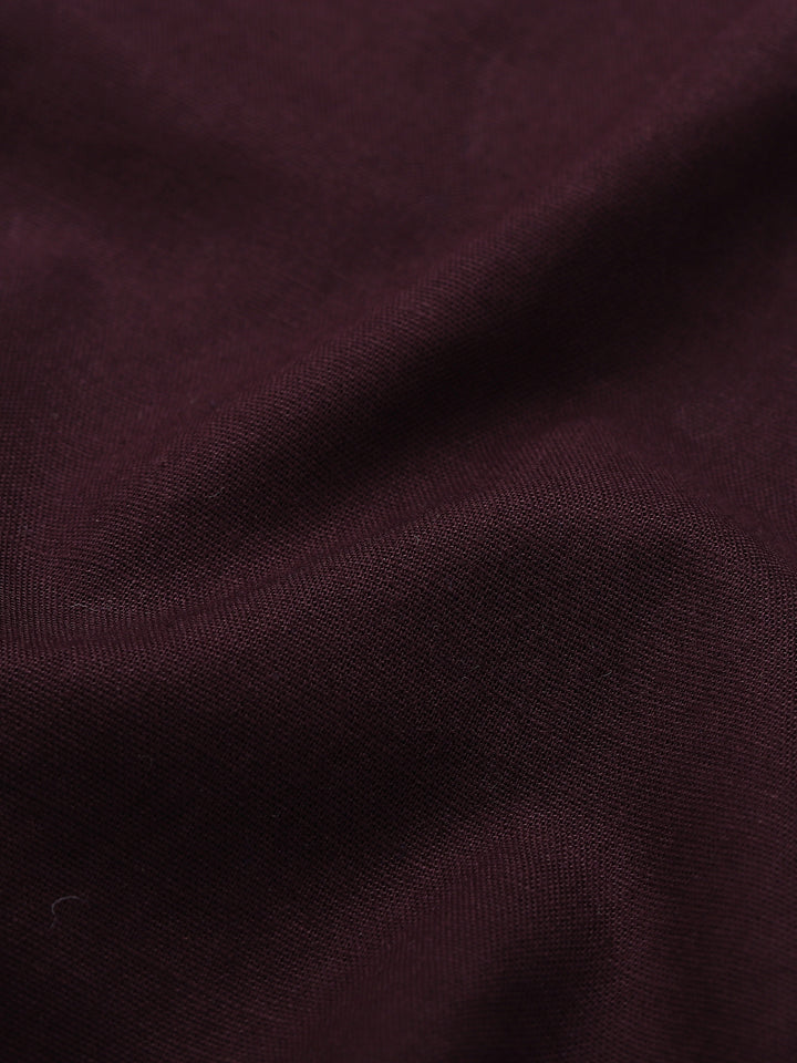 Men’s Maroon Solid Cotton Blend Casual Shirt