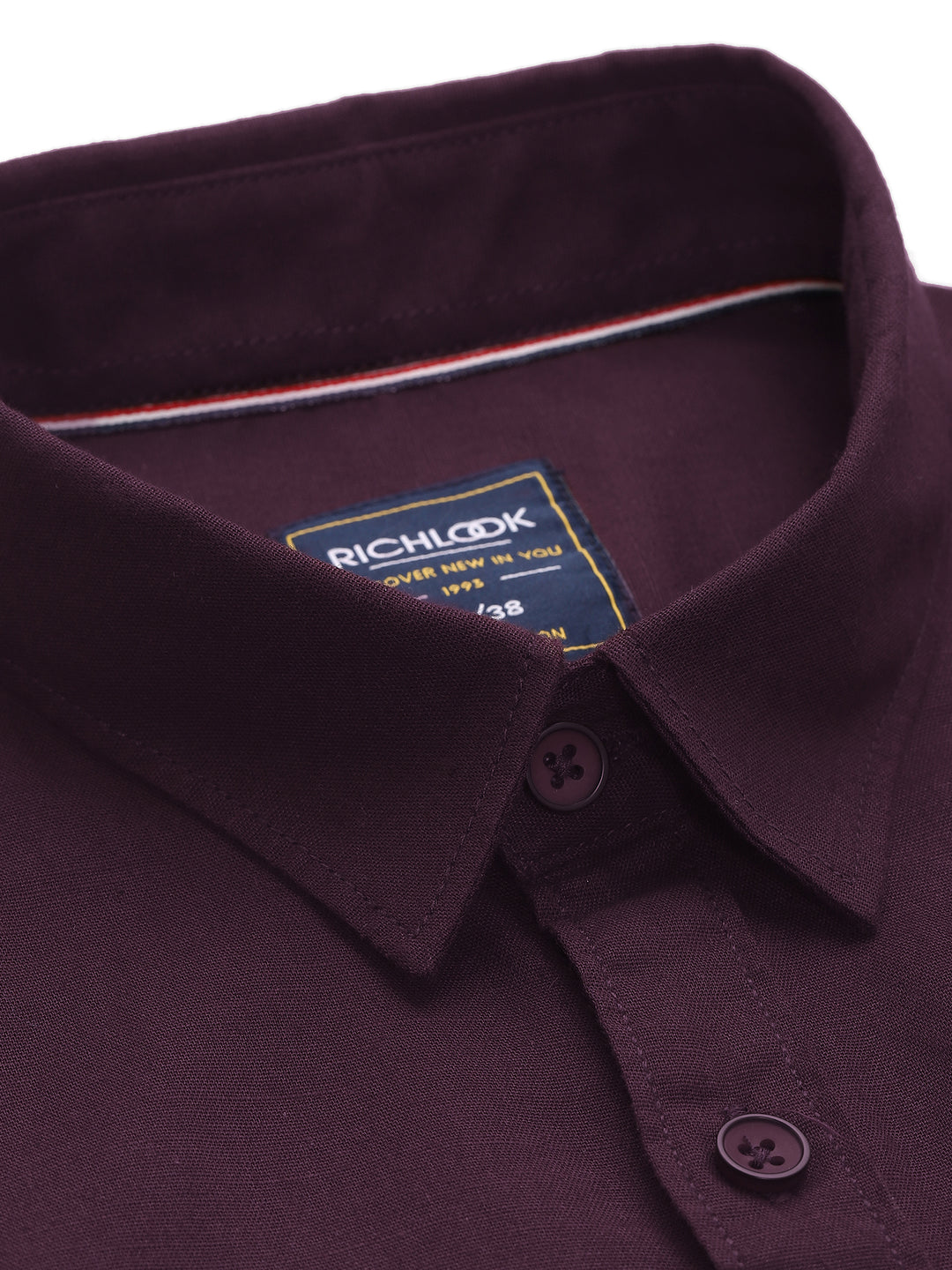 Men’s Maroon Solid Cotton Blend Casual Shirt