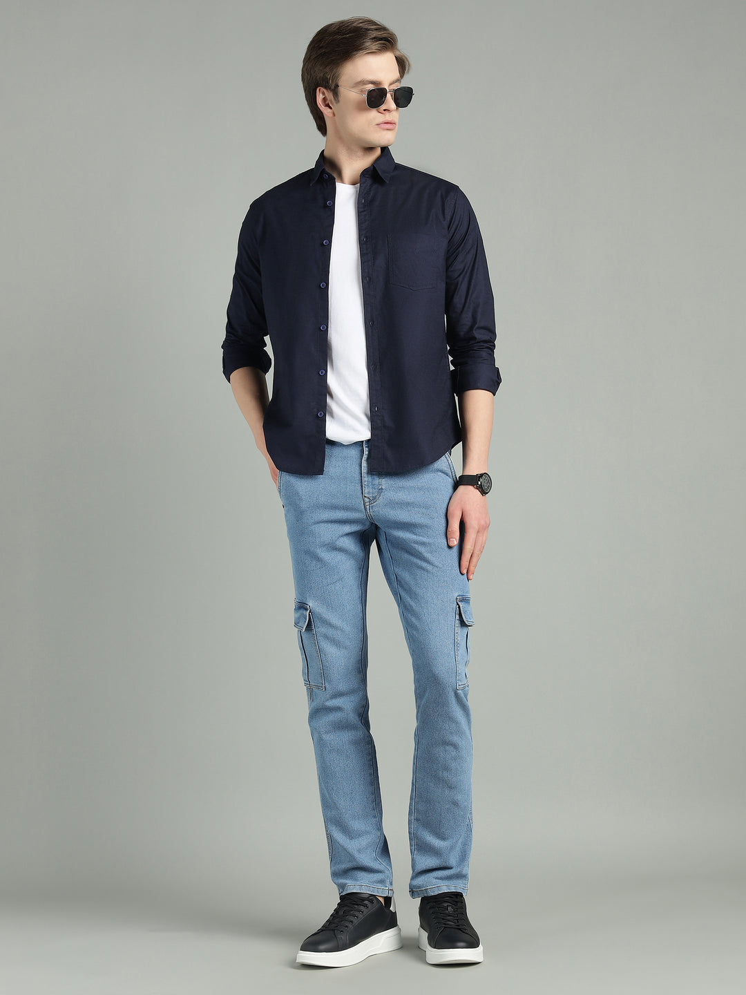 Men’s Solid Color Stretchable Casual Shirt