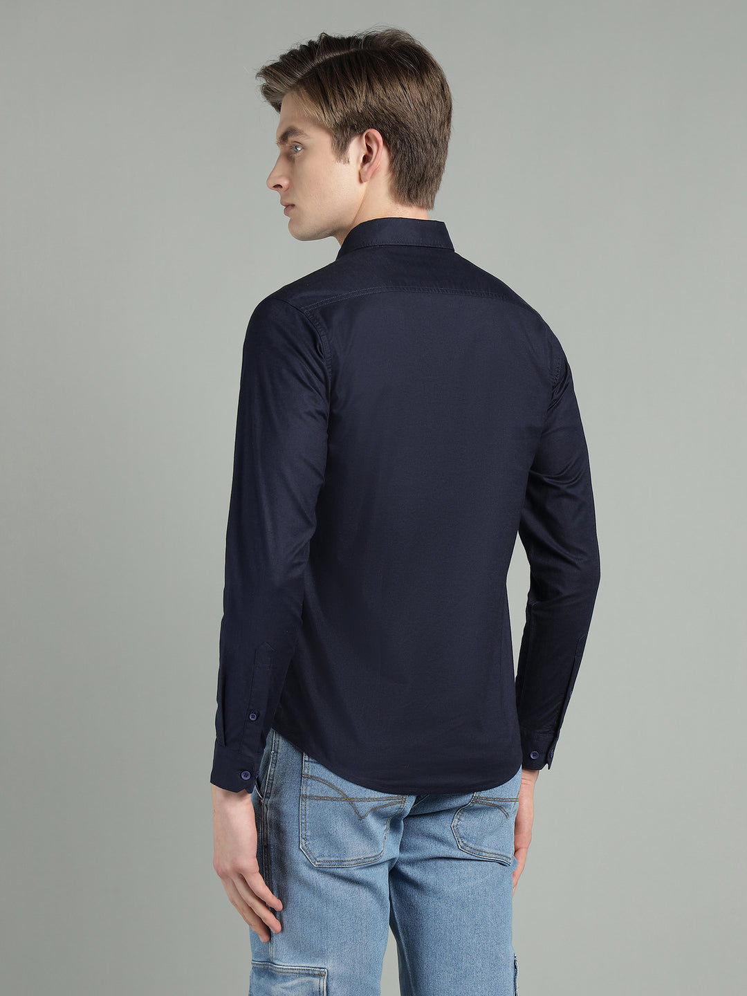 Men’s Solid Color Stretchable Casual Shirt