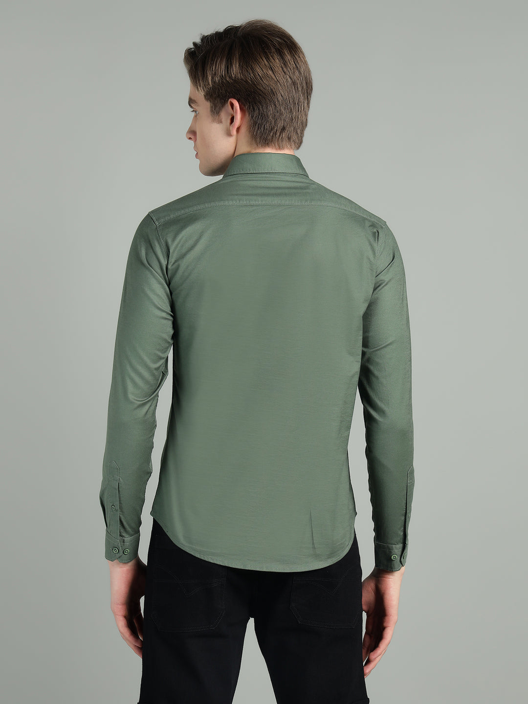 Men’s Solid Color Stretchable Casual Shirt