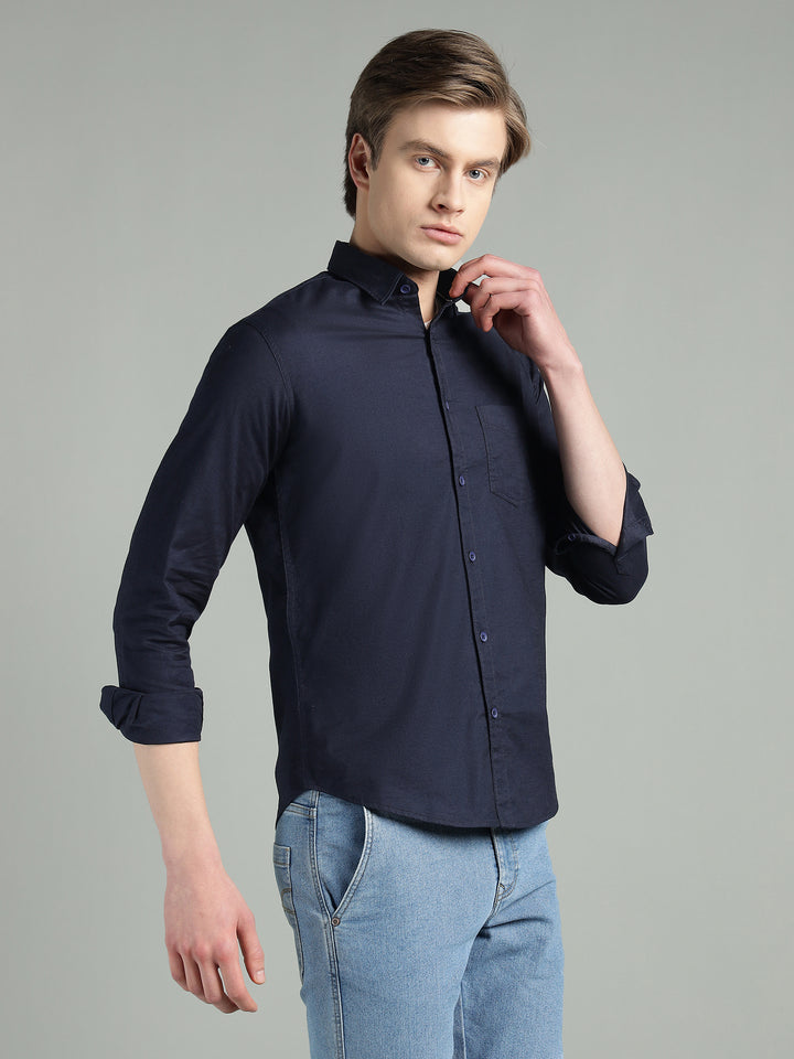 Men’s Solid Color Stretchable Casual Shirt