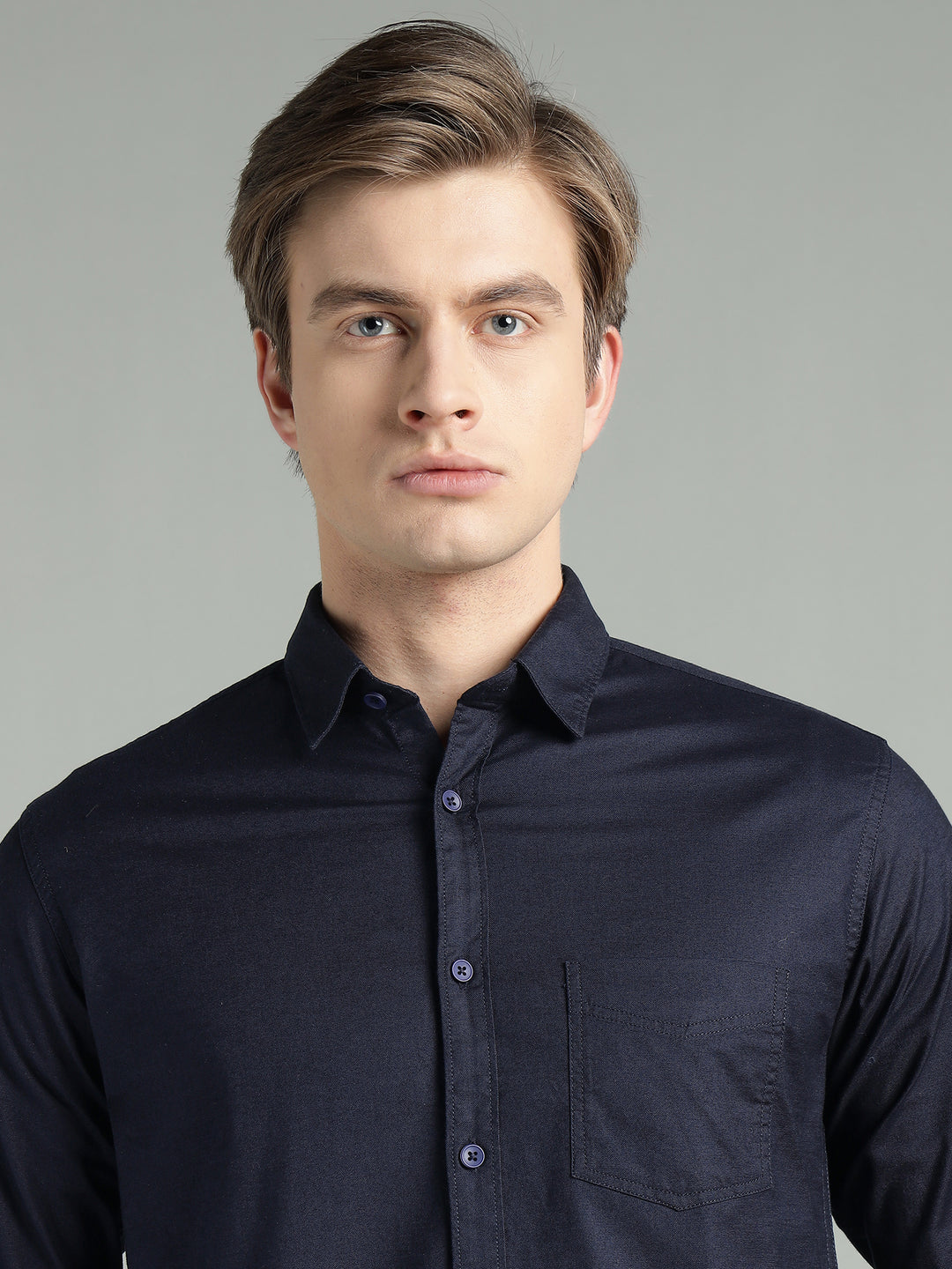 Men’s Solid Color Stretchable Casual Shirt