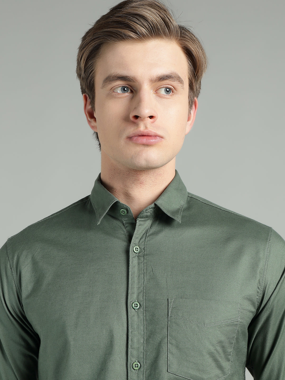 Men’s Solid Color Stretchable Casual Shirt