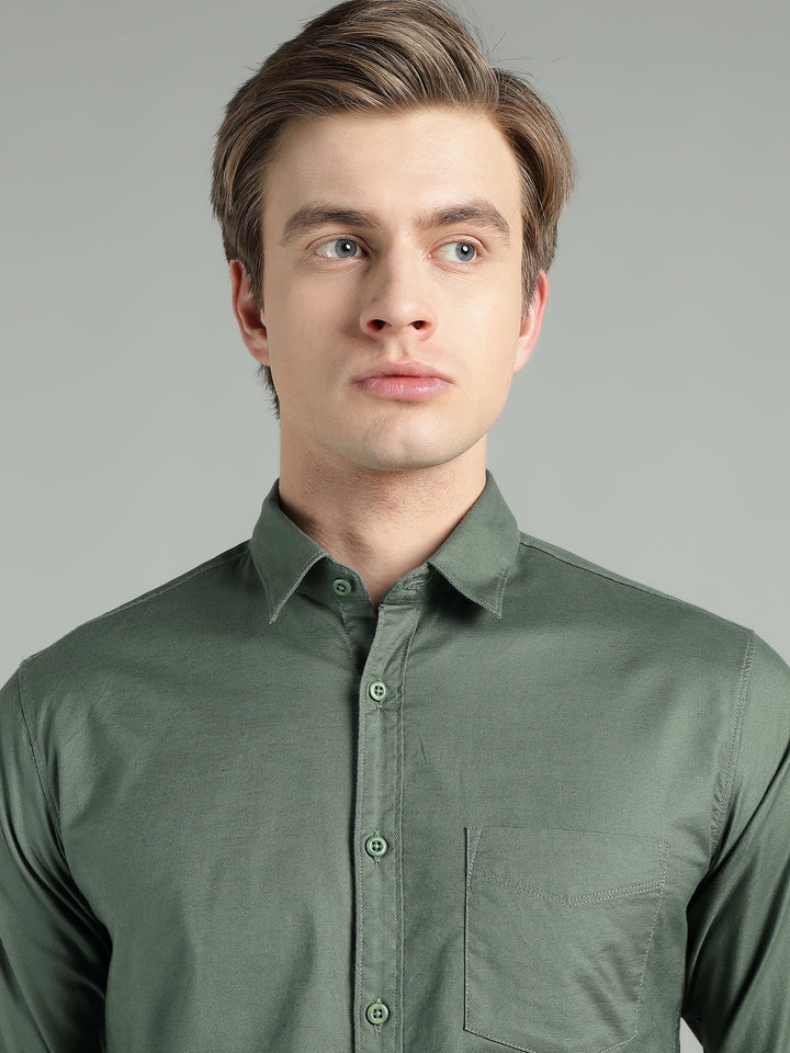 Men’s Solid Color Stretchable Casual Shirt