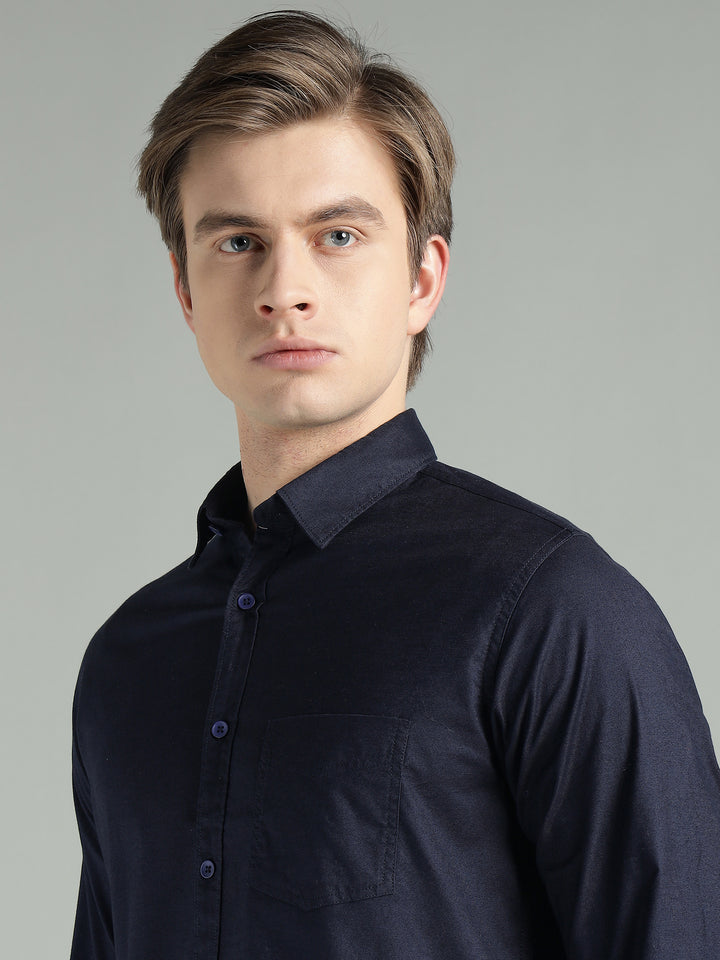 Men’s Solid Color Stretchable Casual Shirt