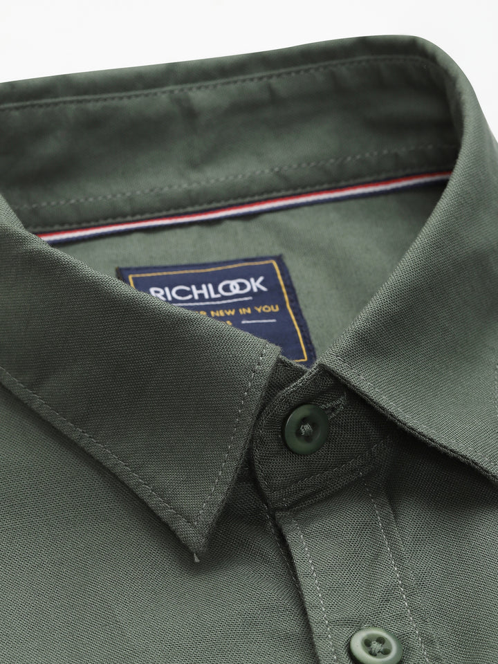 Men’s Solid Color Stretchable Casual Shirt