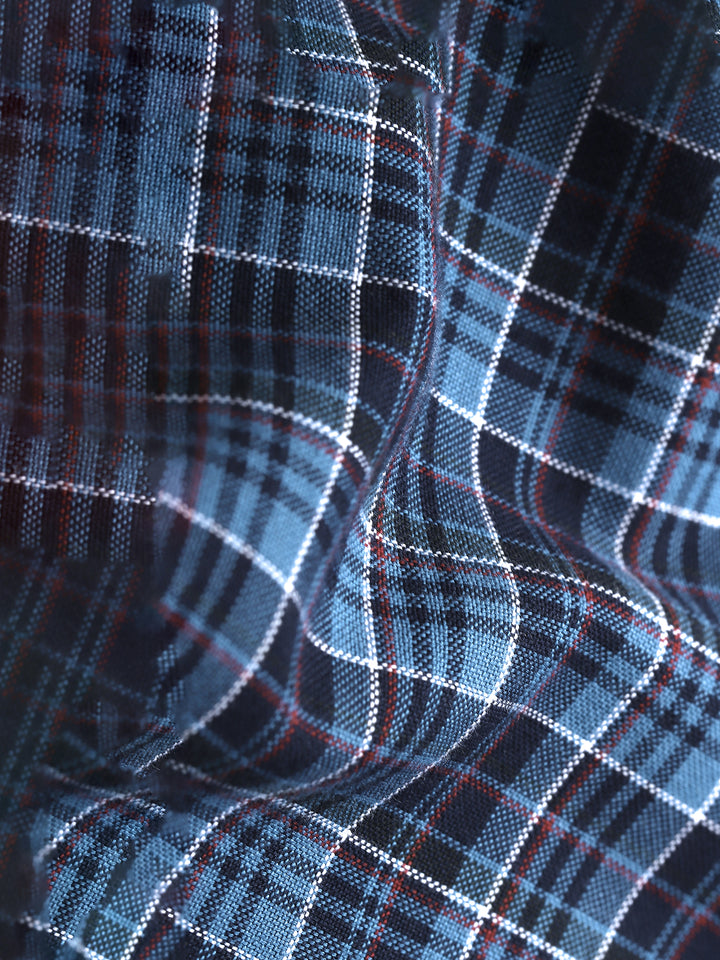 Men’s Navy Blue Checkered Cotton Casual Shirt