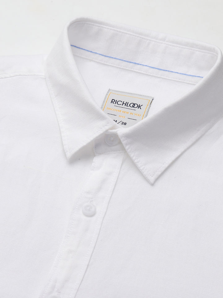 Men’s White Cotton Linen Shirt – Half Sleeve