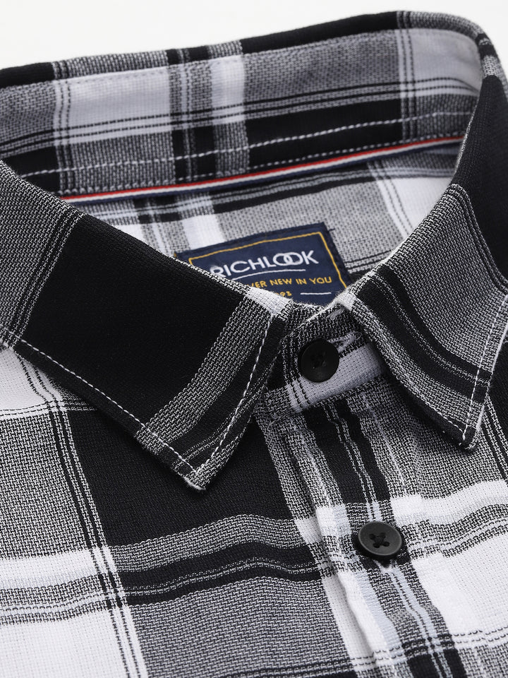 Men’s Black & White Checkered Casual Shirt