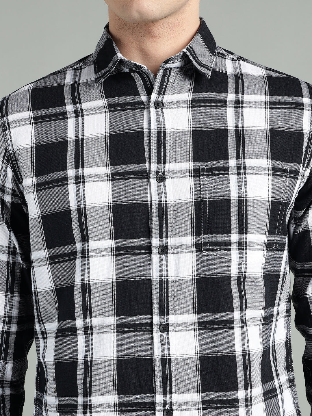 Men’s Black & White Checkered Casual Shirt