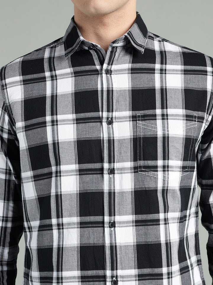 Men’s Black & White Checkered Casual Shirt