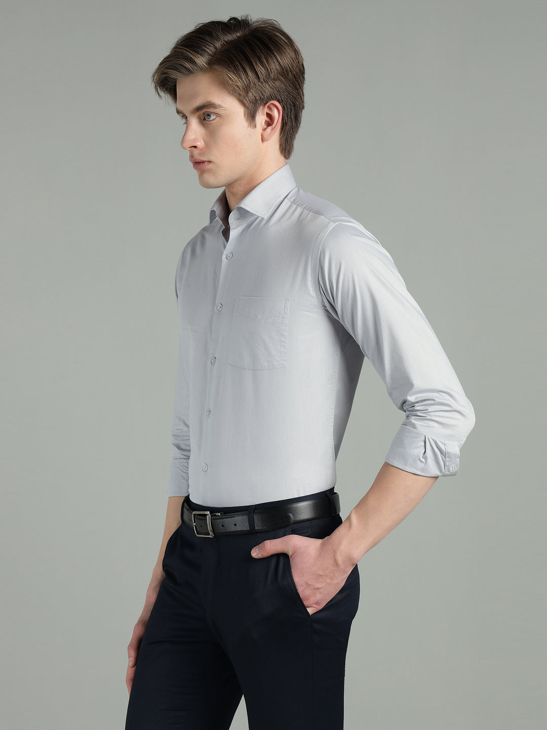 Men Textured Slim Fit Formal Shirt