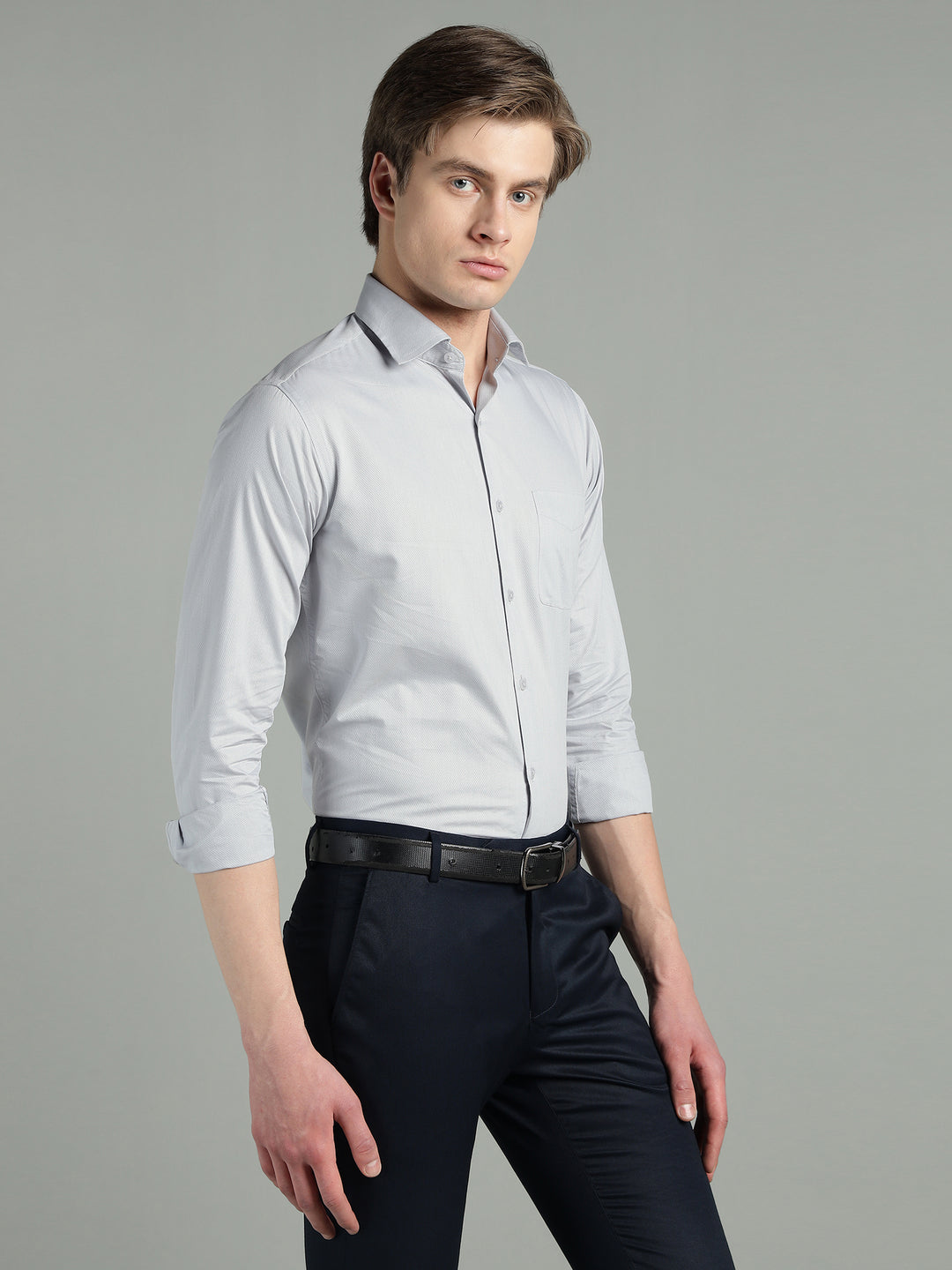 Men Textured Slim Fit Formal Shirt