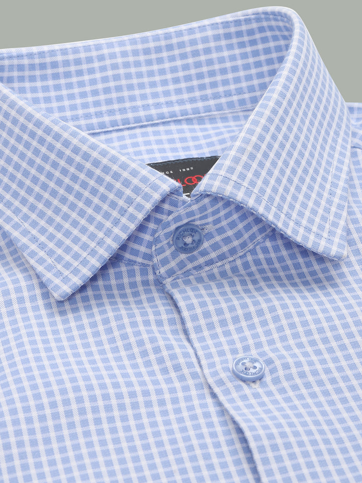 Men’s Blue Micro-Check Slim Fit Formal Shirt