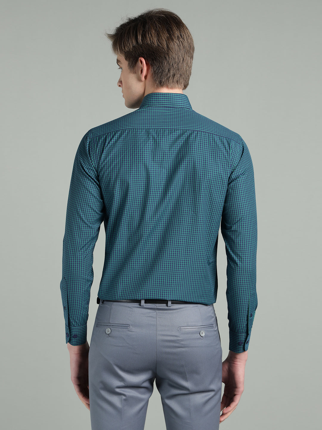 Men’s Navy Blue Check Slim Fit Formal Shirt