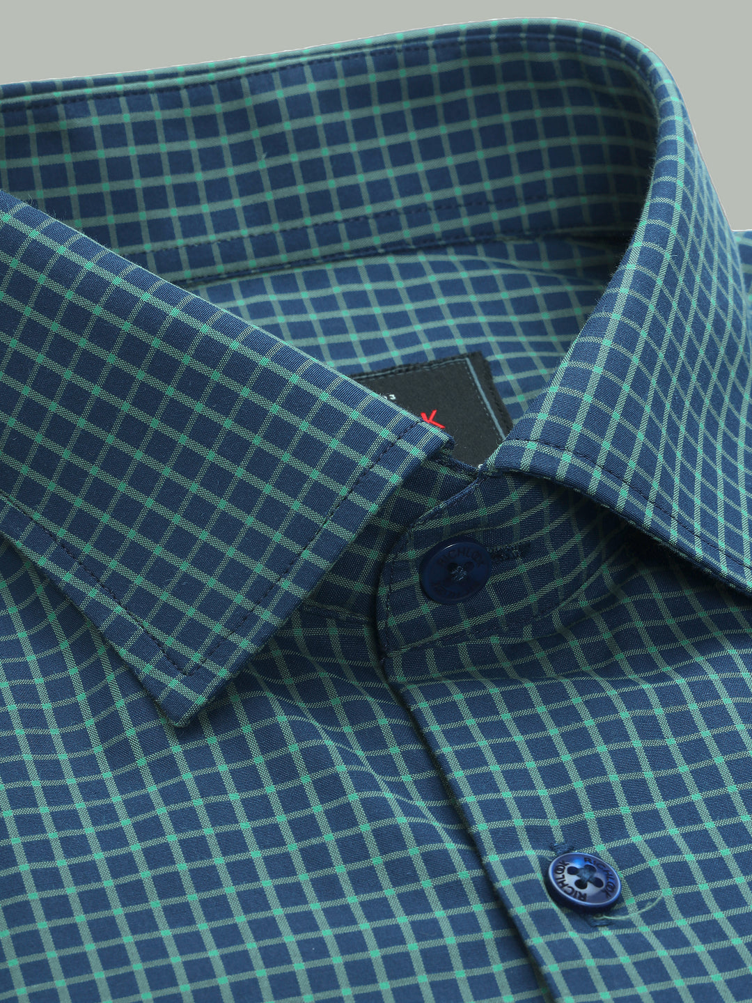 Men’s Navy Blue Check Slim Fit Formal Shirt