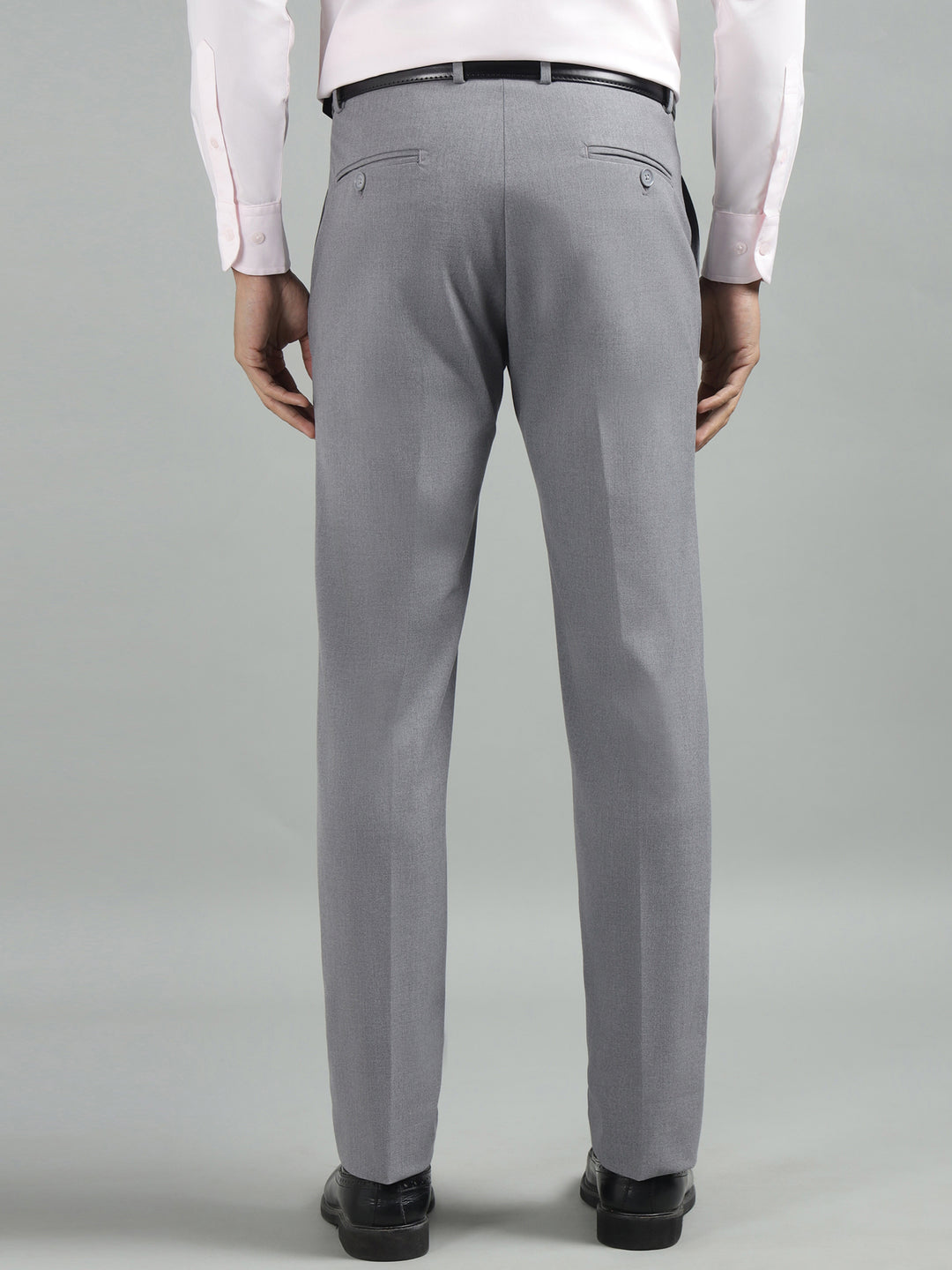 Men Grey Straight Fit 4-Way Stretch Trouser