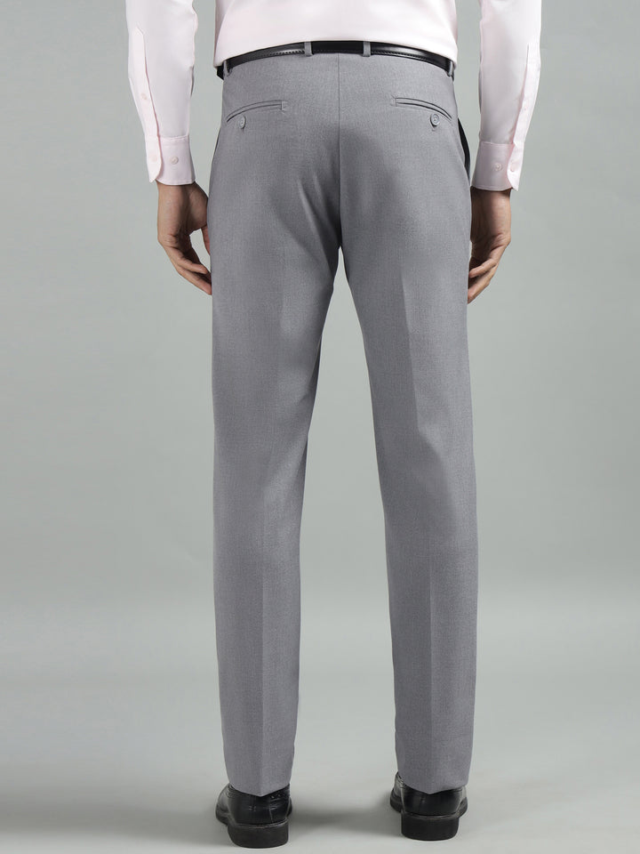 Men Grey Straight Fit 4-Way Stretch Trouser