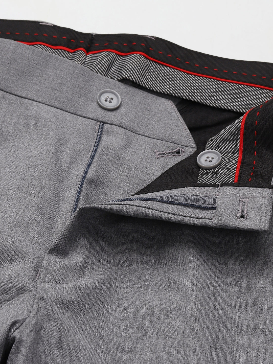 Men Grey Straight Fit 4-Way Stretch Trouser
