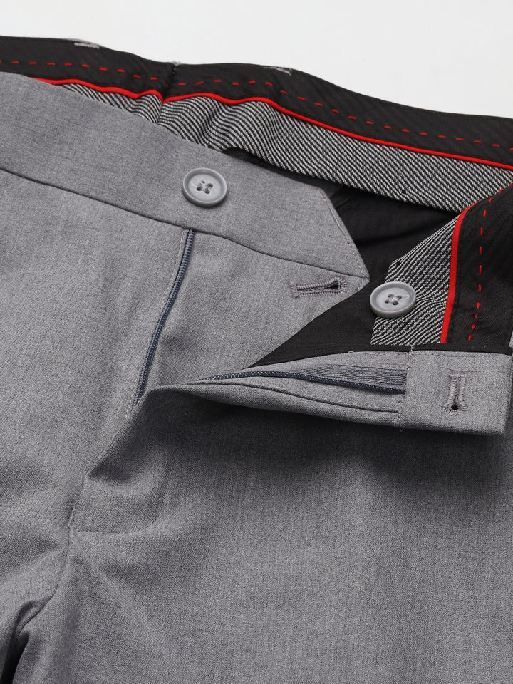 Men Grey Straight Fit 4-Way Stretch Trouser
