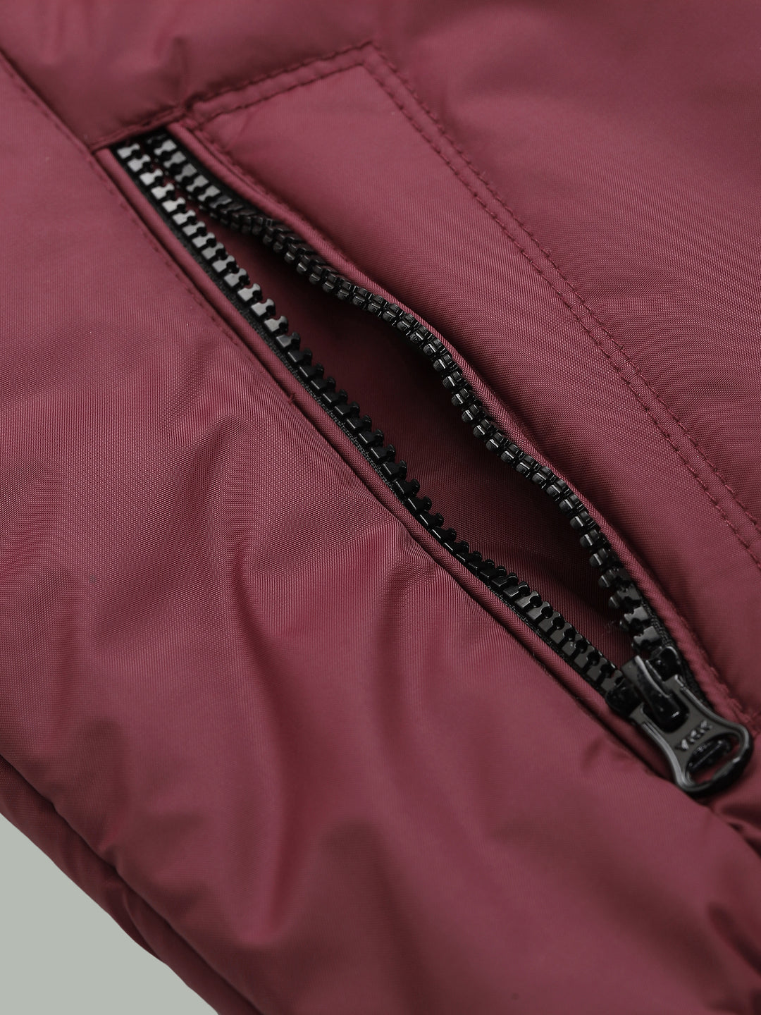 Men’s Maroon Puffer Winter Jacket With Zip Closer