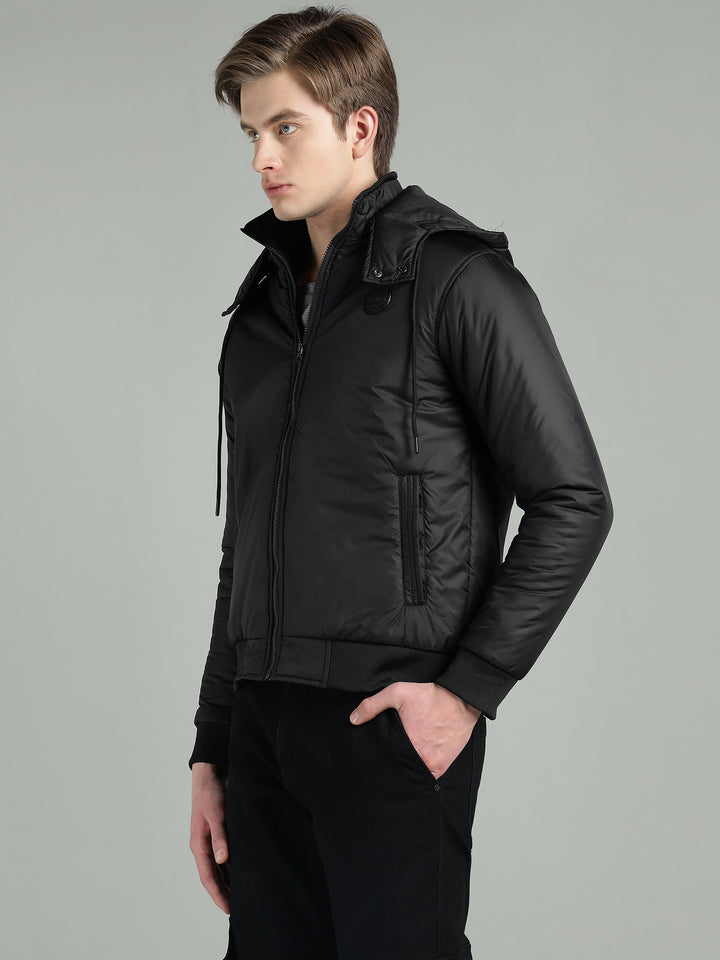 Men's Hooded Puffer Jacket With Zip Closer