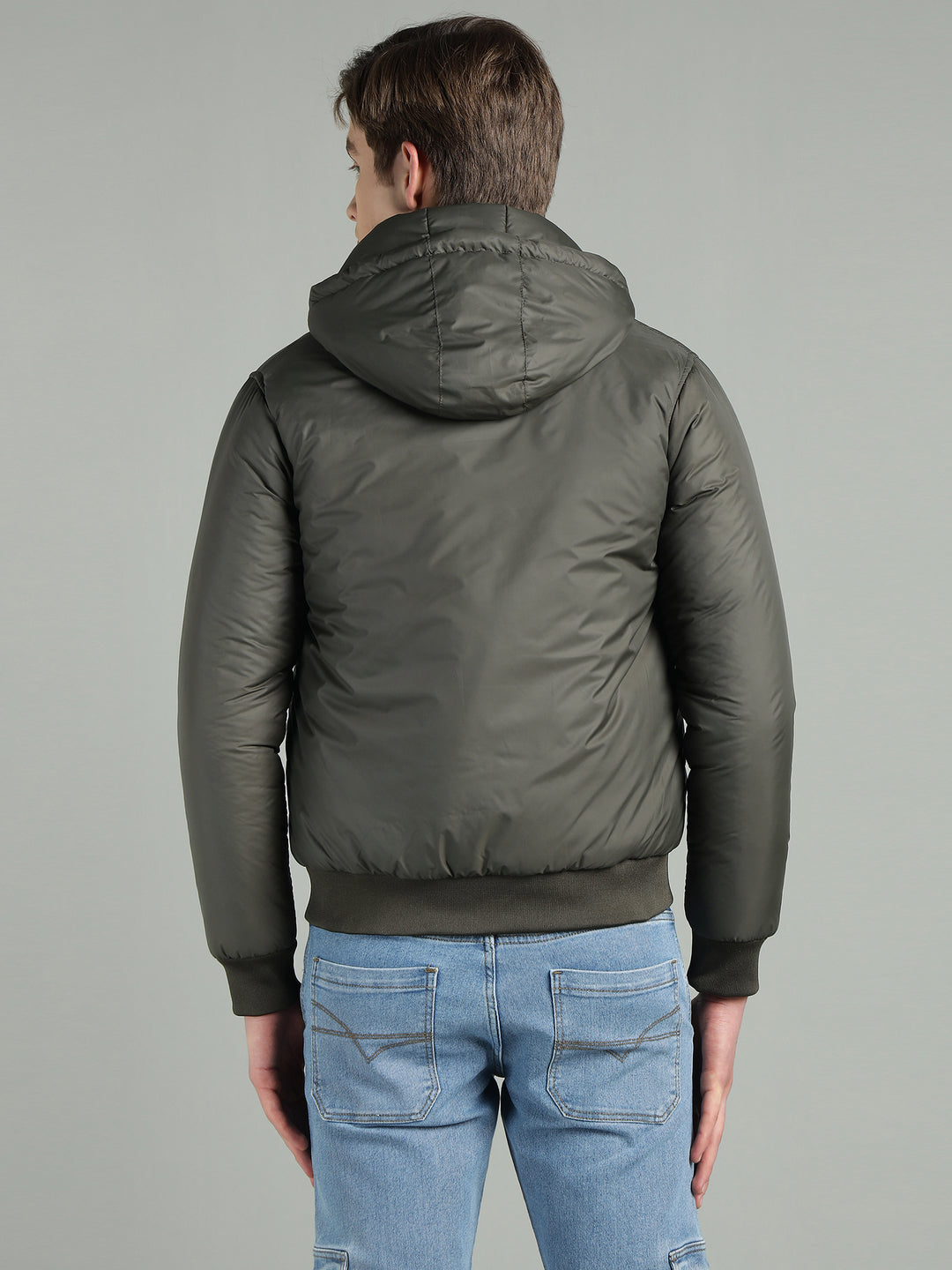 Men's Hooded Puffer Jacket With Zip Closer