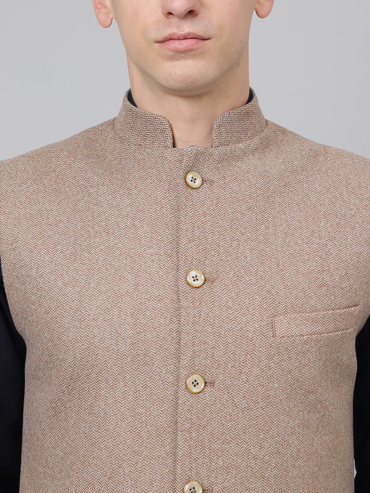 Richlook Jawahar Jacket Tan waistcoat for Men's