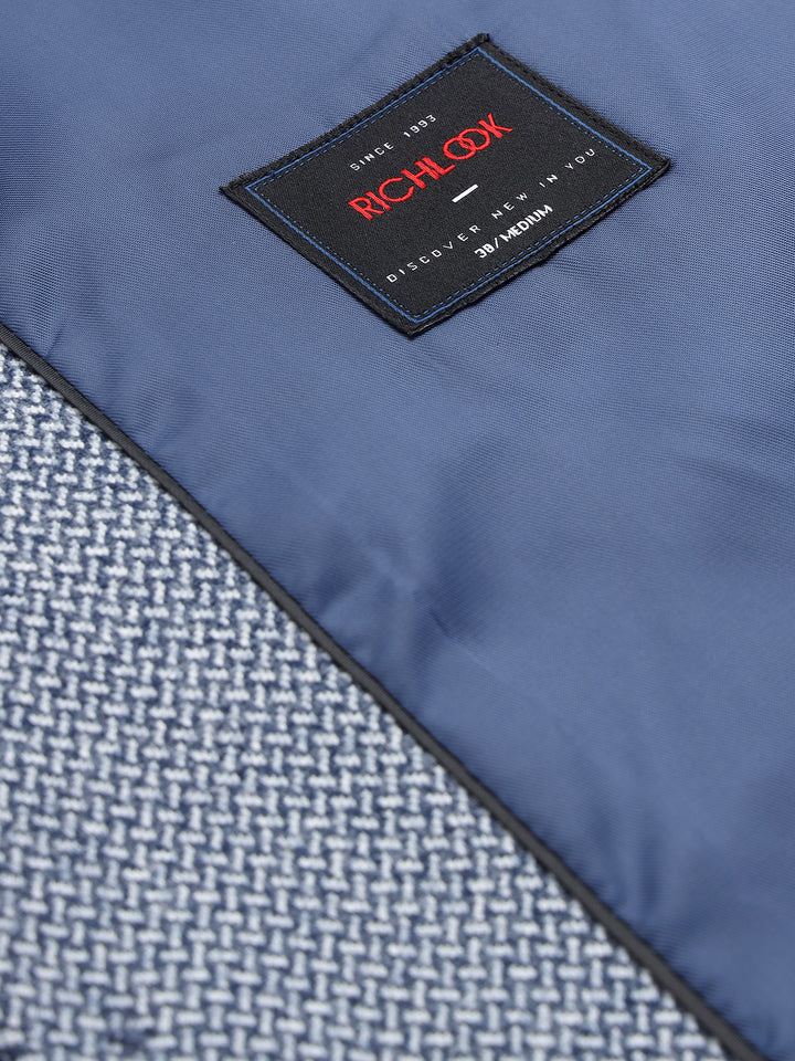 Men’s Classic Blue Textured Nehru Jacket