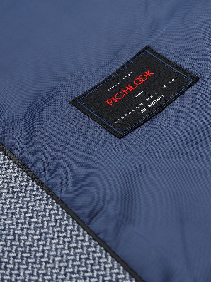 Men’s Classic Blue Textured Nehru Jacket