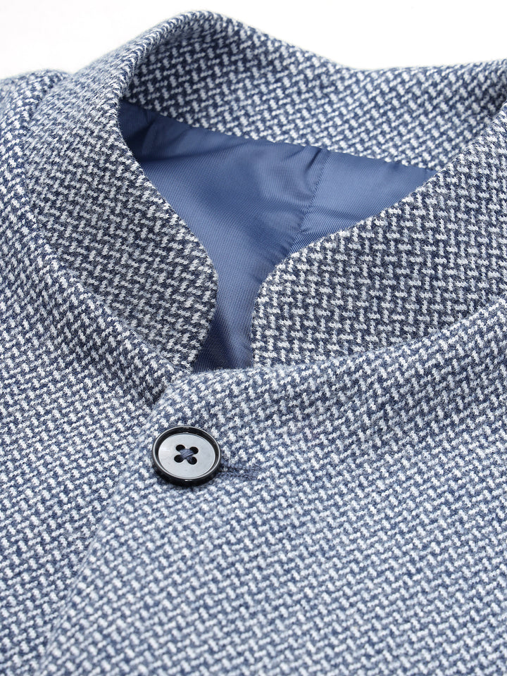 Men’s Classic Blue Textured Nehru Jacket