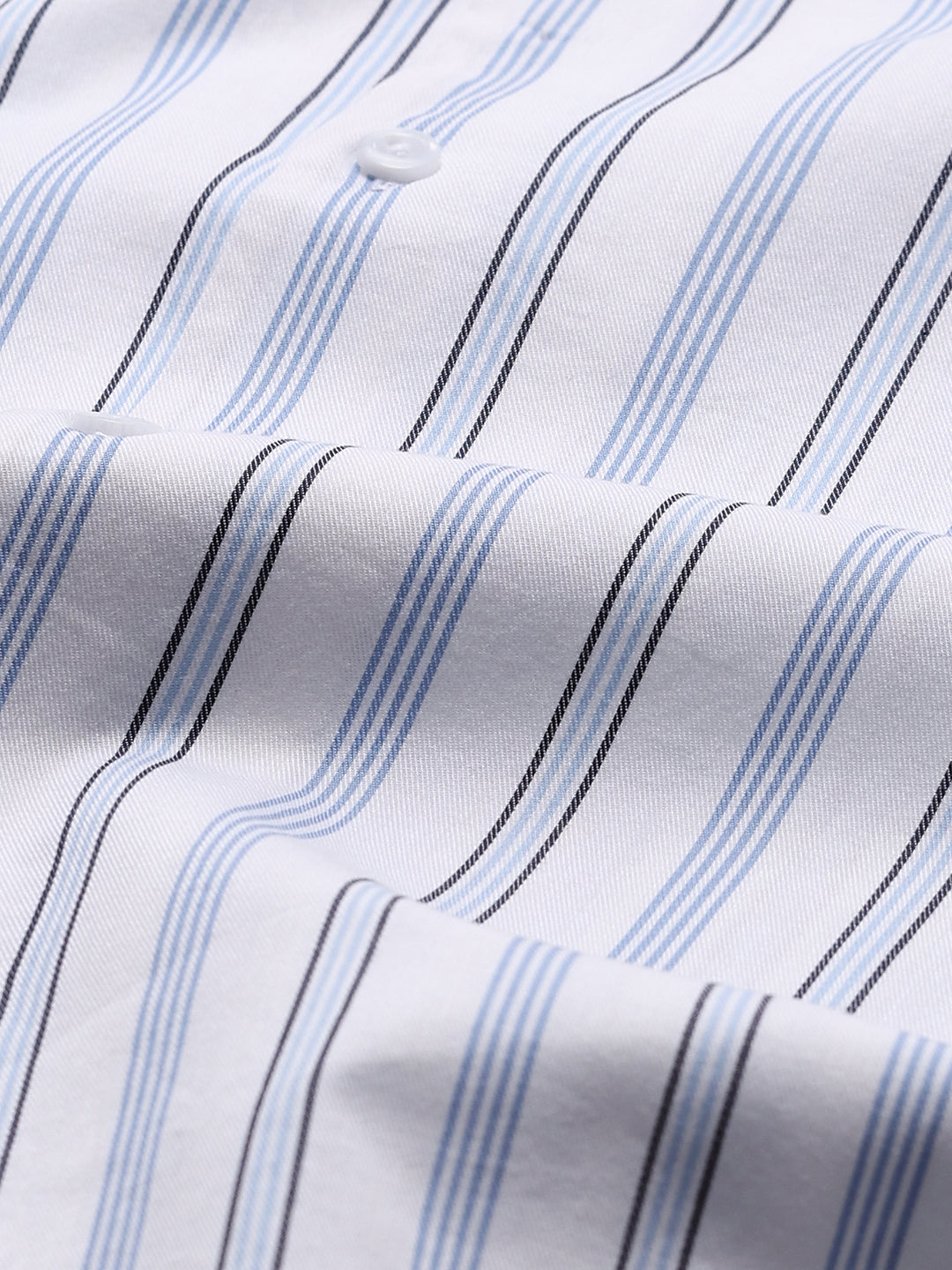 Men's White Stripe Cuban Collar Half Sleeve Shirt