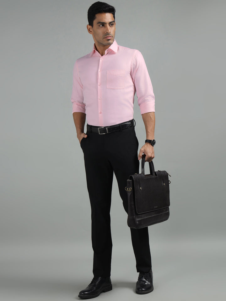 Men Pink Standard Fit Textured Formal Shirt
