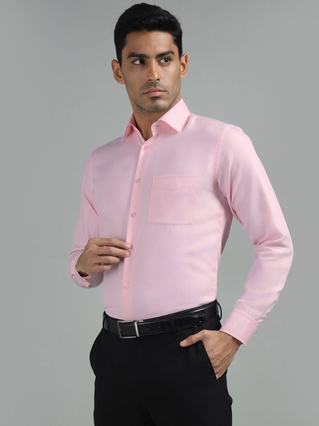 Men Pink Standard Fit Textured Formal Shirt