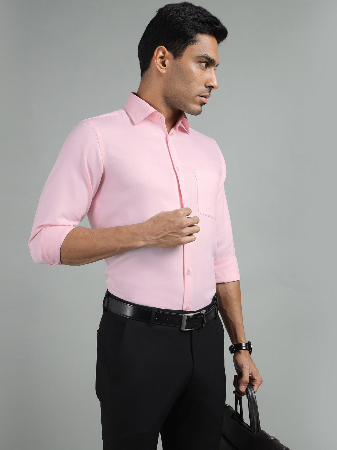 Men Pink Standard Fit Textured Formal Shirt