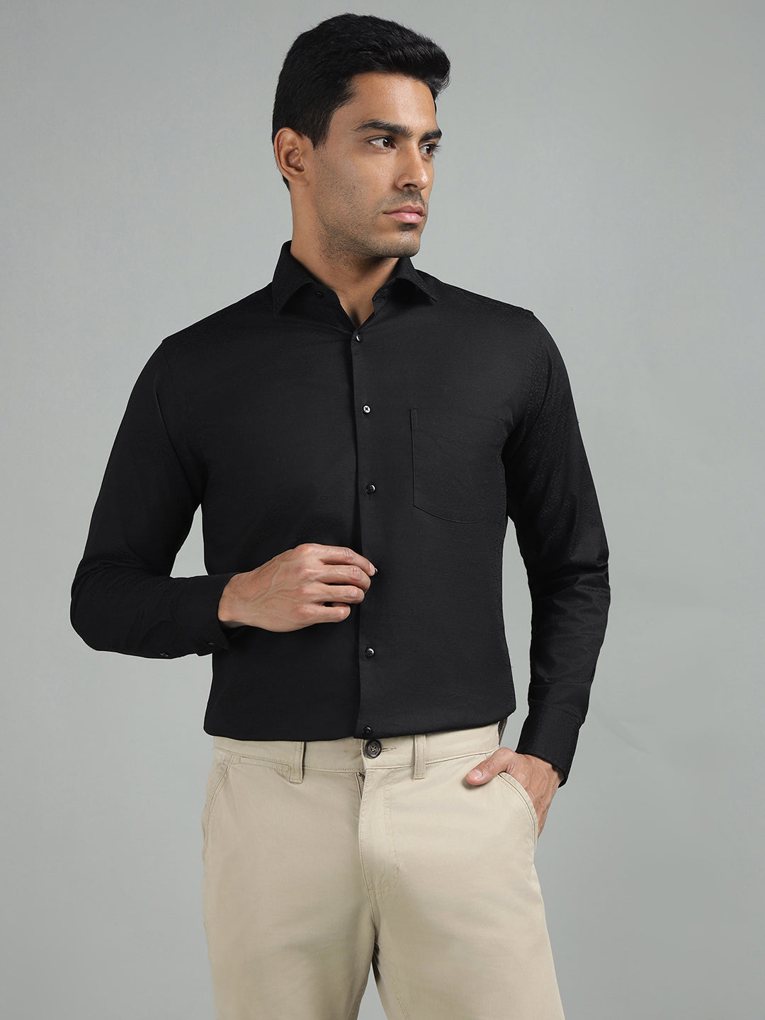 men-black-standard-fit-textured-club-wear-shirt-cls-0147-black
