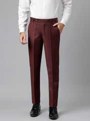 Men Wine Regular Fit Solid Notched Lapel Formal 2 Piece Suit