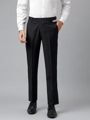 Men Black Regular Fit Solid Notched Lapel Formal 2 Piece Suit