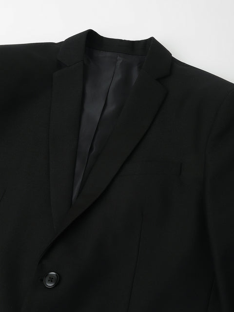 Men Black Regular Fit Solid Notched Lapel Formal Blazer