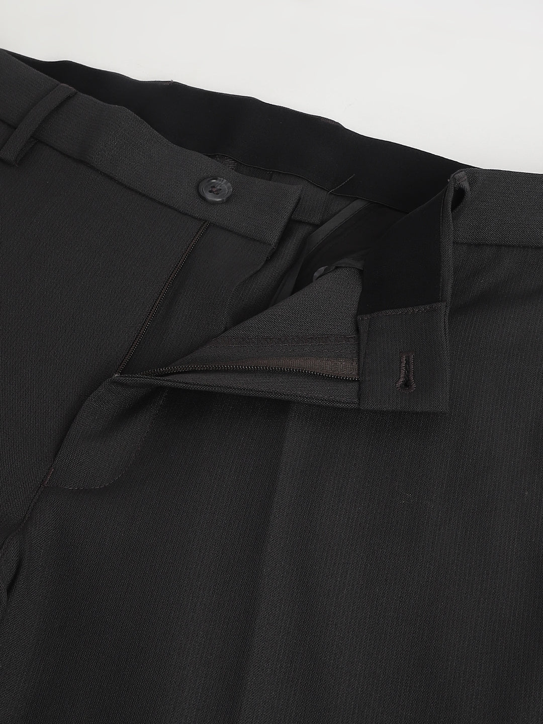 Men Charcoal Standard Fit Solid Formal Trouser