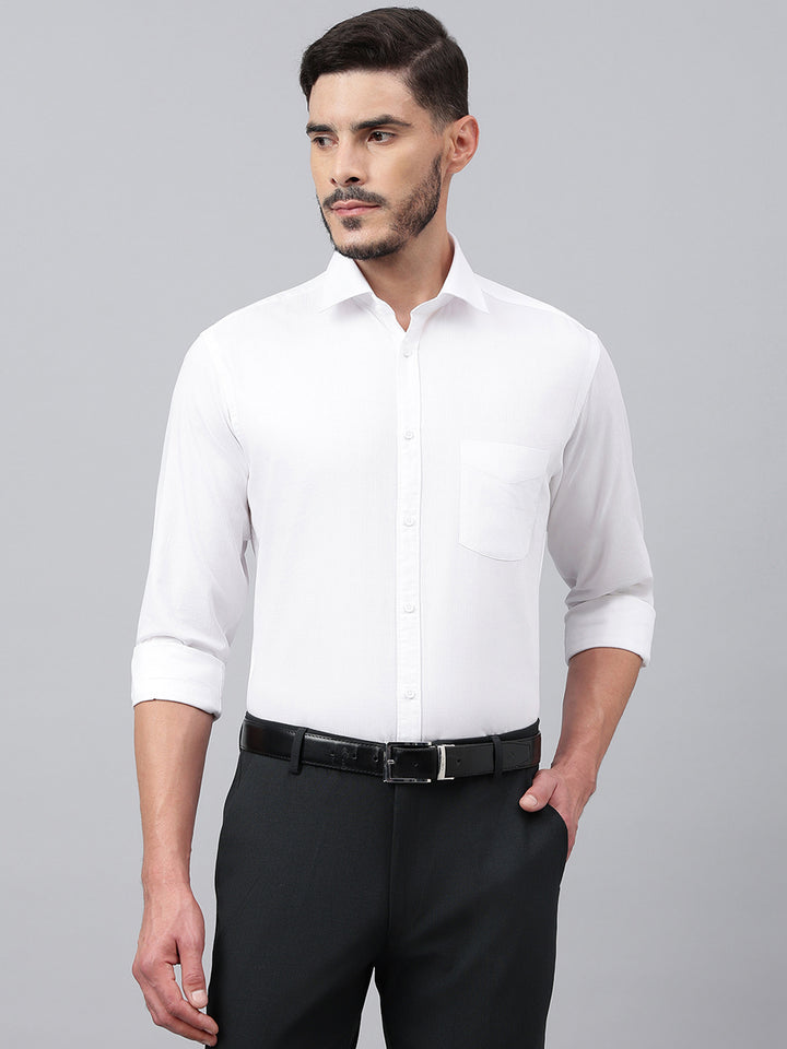 Men White Regular Fit Solid Formal Shirt