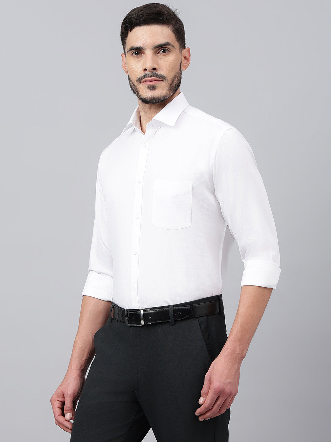 Men White Regular Fit Solid Formal Shirt