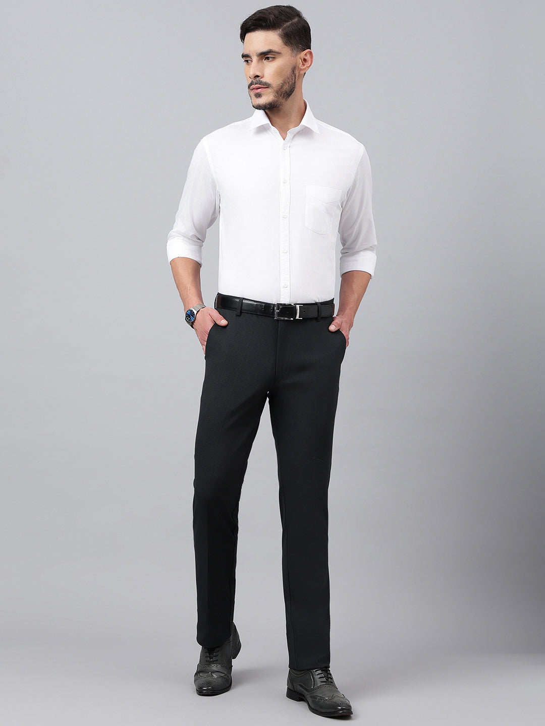 Men White Regular Fit Solid Formal Shirt